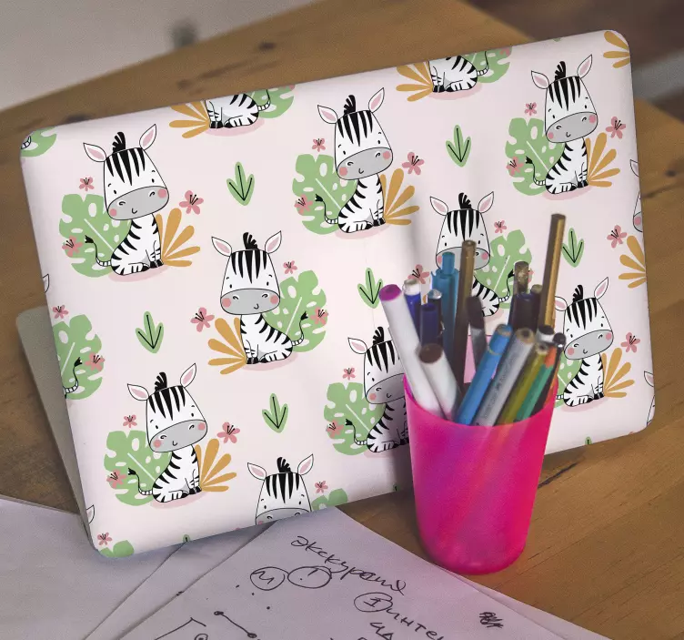 笔记本电脑皮肤 可爱的斑马图案 - TenStickers