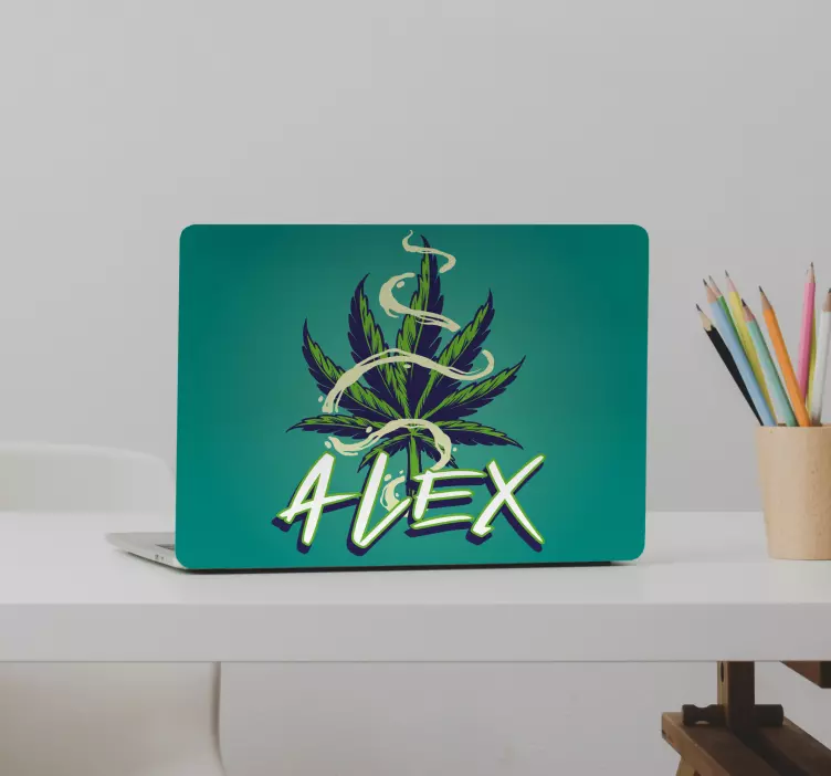 笔记本电脑皮肤大麻叶与名字 - TenStickers