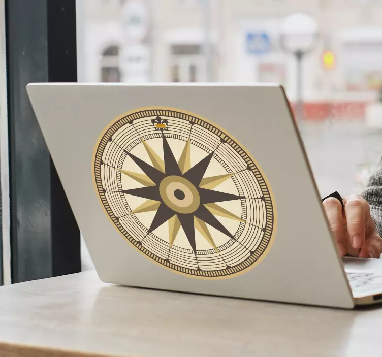 笔记本电脑贴纸指南针玫瑰符号 - TenStickers