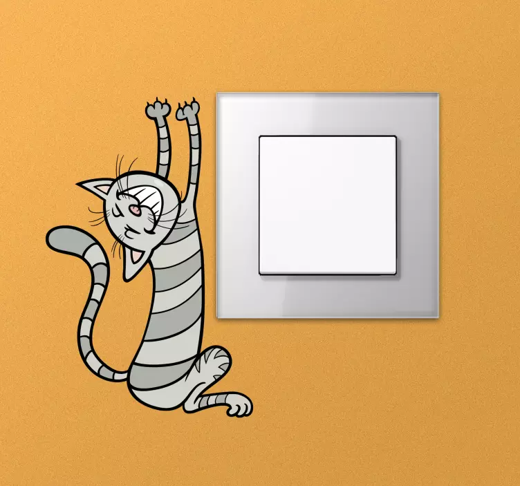 灯光开关贴纸有趣的灰色猫咪 - TenStickers