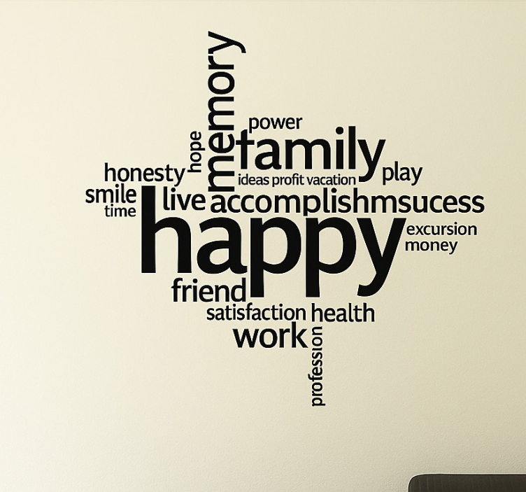 客厅贴纸 积极的词语拼贴画 - TenStickers