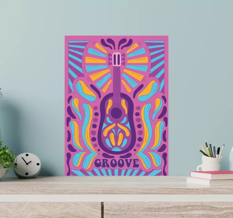 放置贴纸，色彩缤纷的吉他艺术 - TenStickers