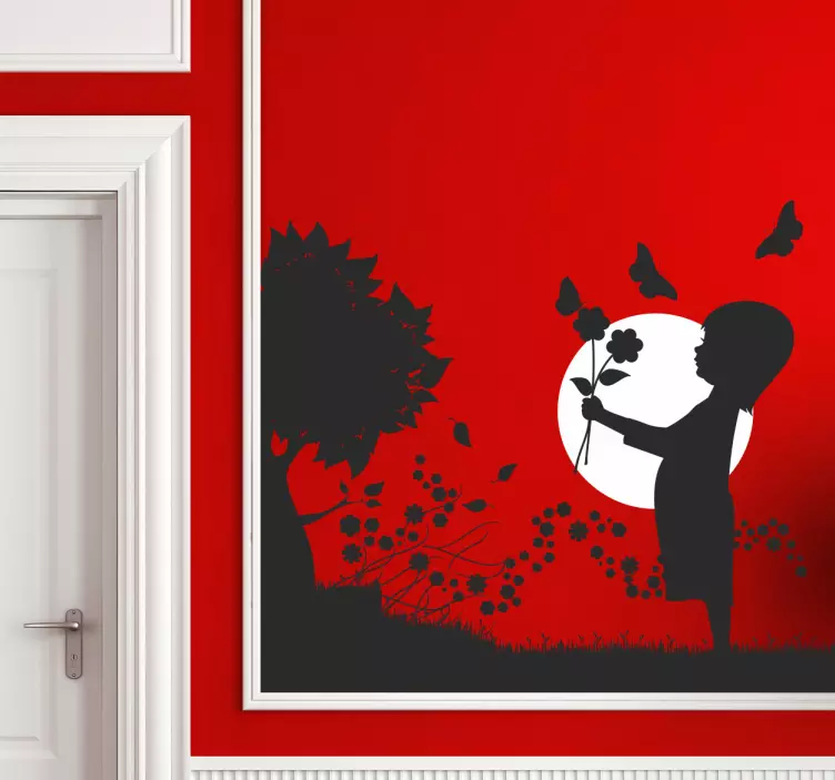 草地日落墙贴 - TenStickers