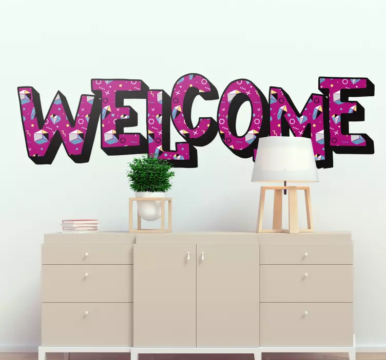 孟菲斯风格句子欢迎文字贴纸 - TenStickers