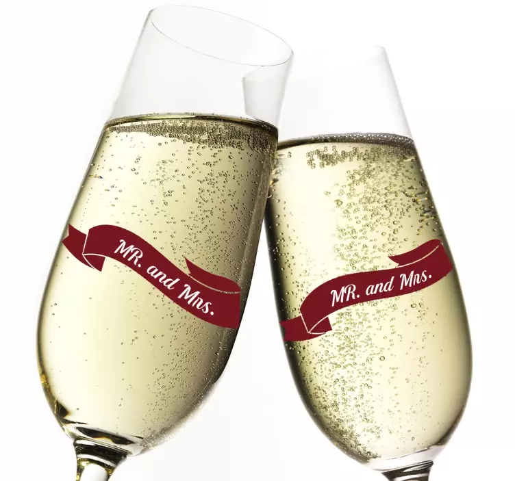 先生和夫人横幅横幅贴纸 - TenStickers