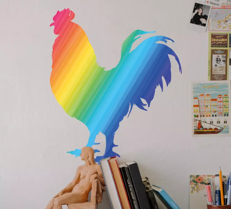 多色公鸡剪影农场动物贴花 - TenStickers