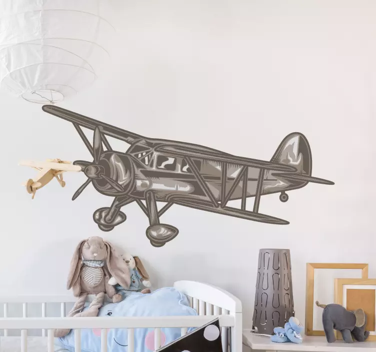 老飞机双翼飞机图贴纸 - TenStickers