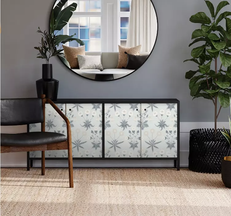 家具贴纸 淡蓝色花卉图案 - TenStickers