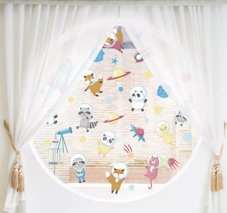 动物贴画 可爱的动物宇航员 - TenStickers