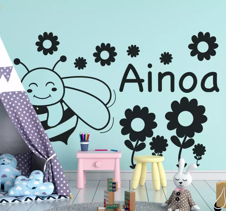 动物贴画 快乐的蜜蜂与花 - TenStickers