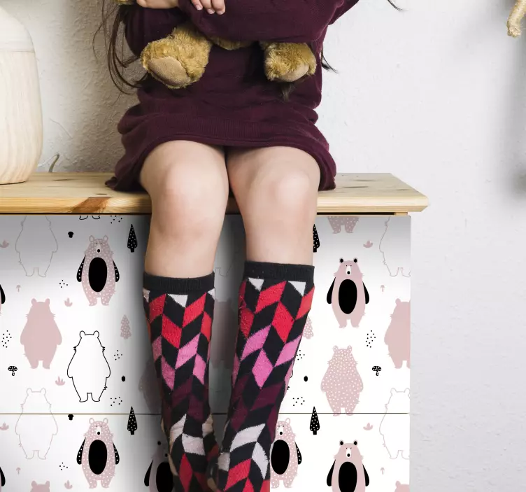 粉红熊家具贴纸 - TenStickers