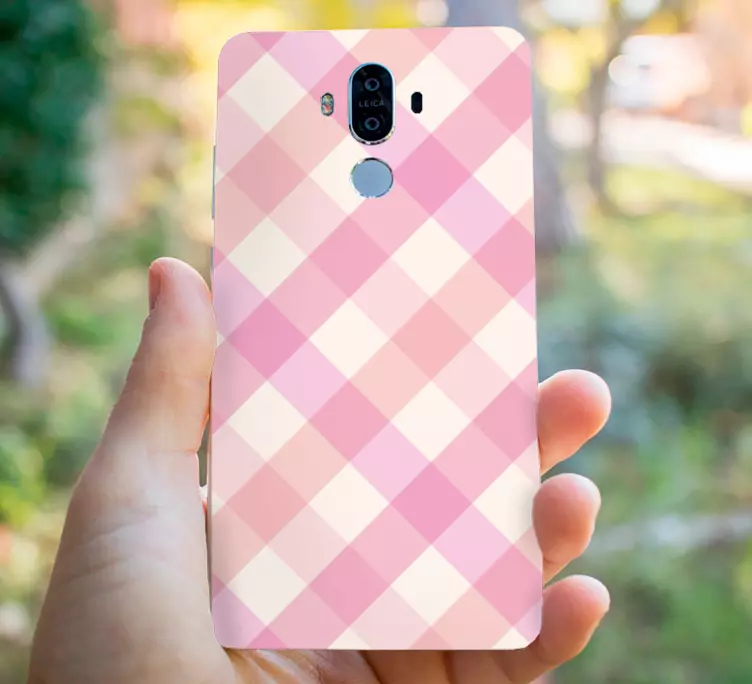 粉红色格子图案华为贴花 - TenStickers