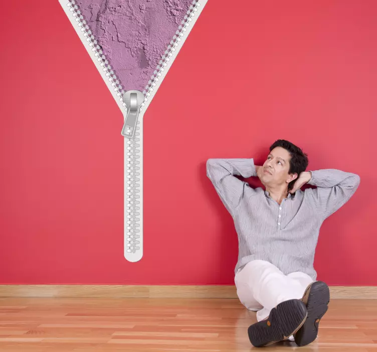 粉色墙壁拉链贴纸 - TenStickers