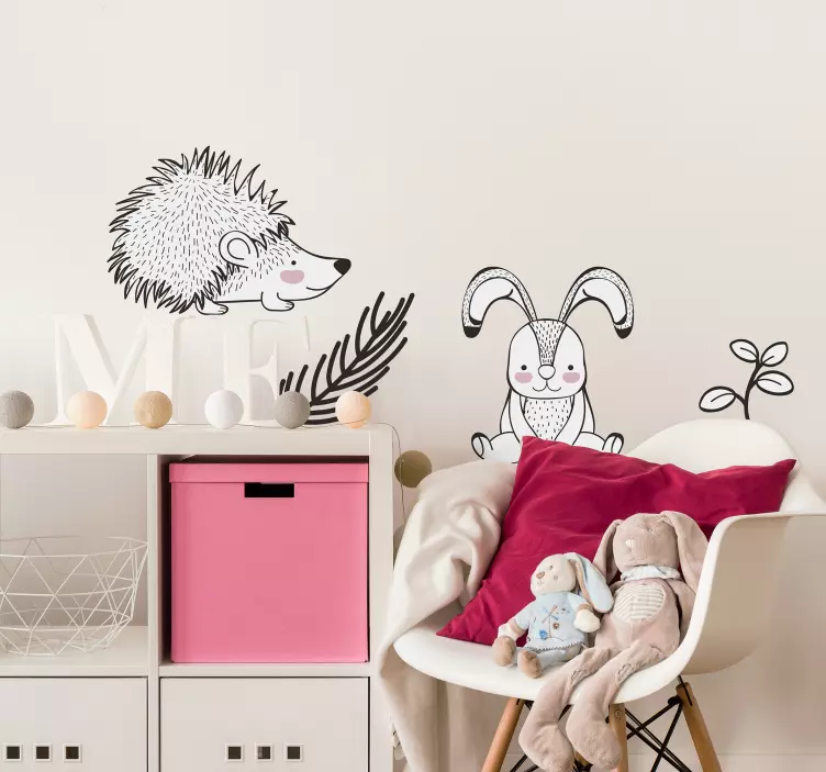 豪猪和兔子墙贴 - TenStickers