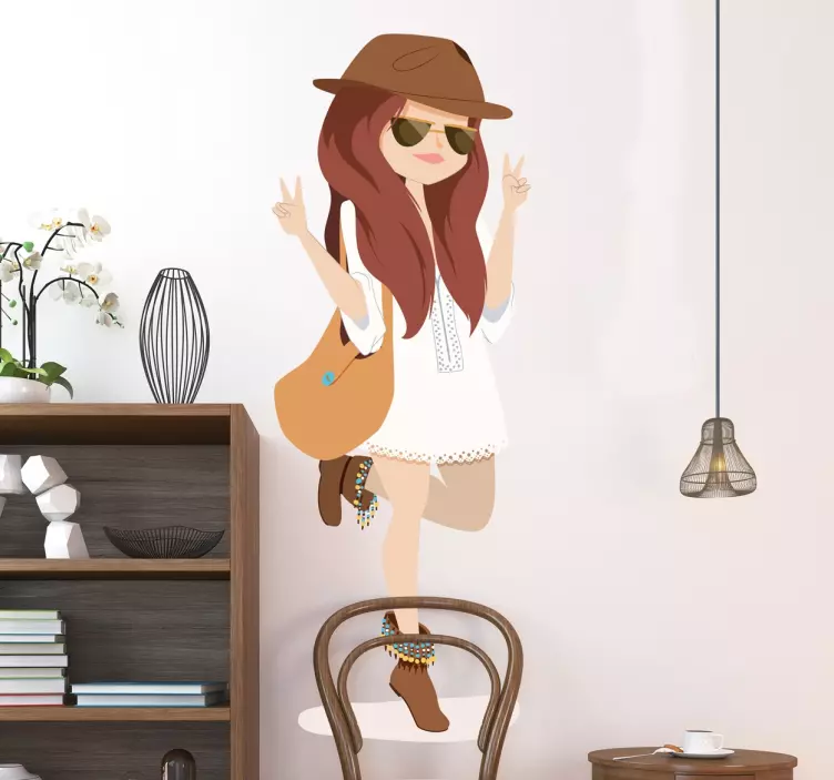 时髦的女孩素描时尚贴纸 - TenStickers