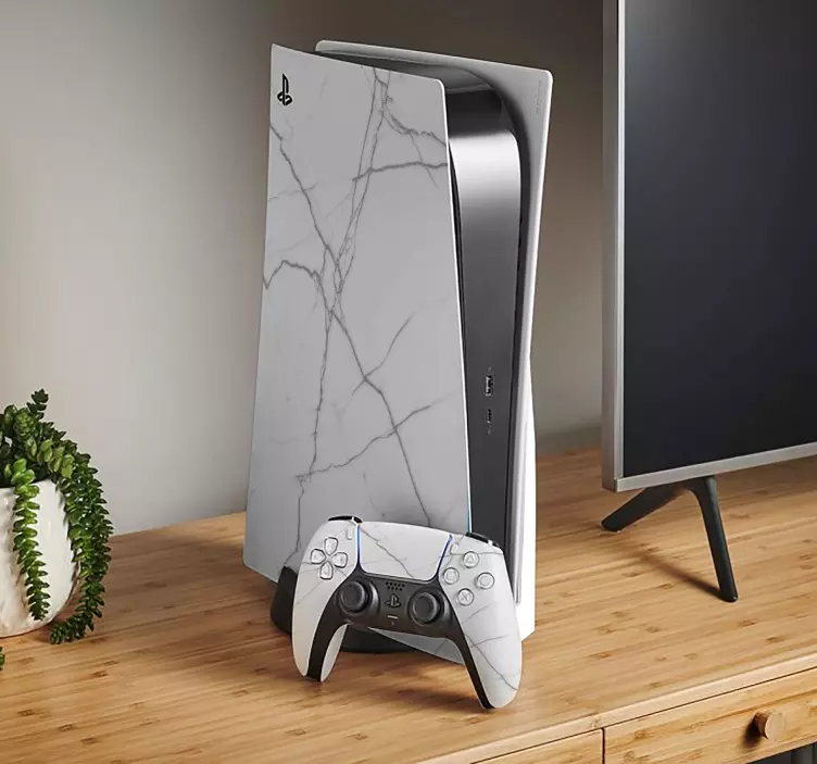 PS5的皮肤 白色大理石 - TenStickers