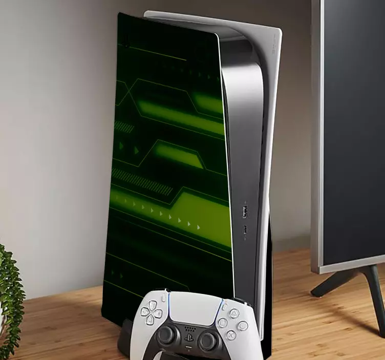 Ps5的皮肤采用绿色科技图案 - TenStickers