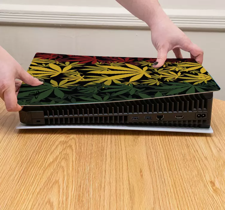 Ps5的皮肤采用绿叶设计包覆 - TenStickers