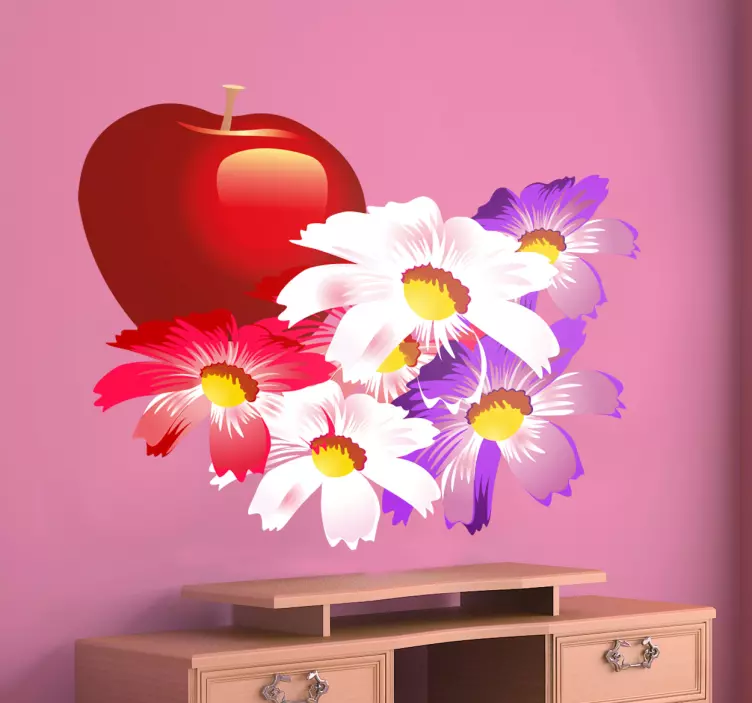 红苹果和花朵冰箱贴 - TenStickers