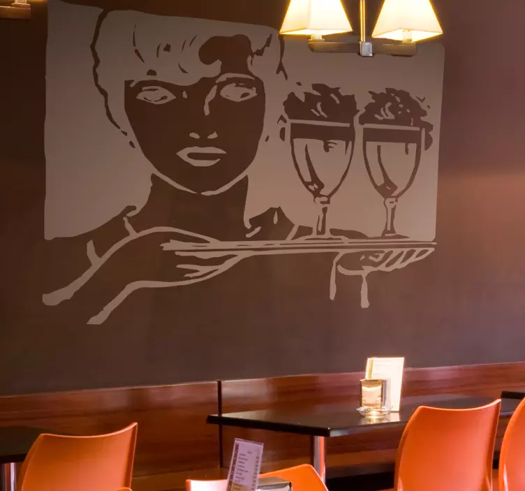 餐厅女服务员墙贴 - TenStickers