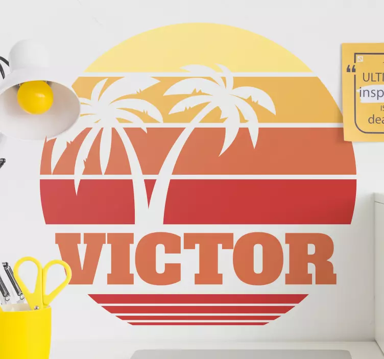 复古夕阳与你的名字墙贴花 - TenStickers