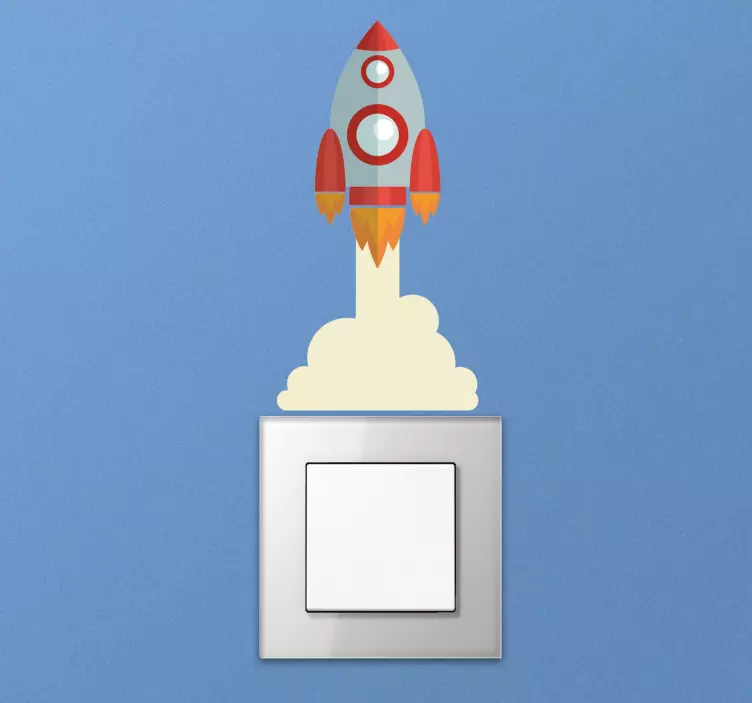 火箭飞船电灯开关太空贴纸 - TenStickers