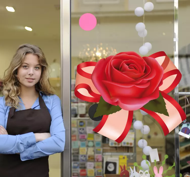 蝴蝶结玫瑰贴纸 - TenStickers