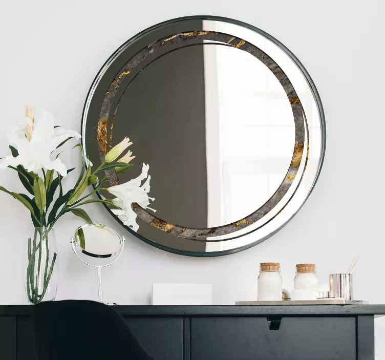 圆形镜框石材纹理镜贴 - TenStickers