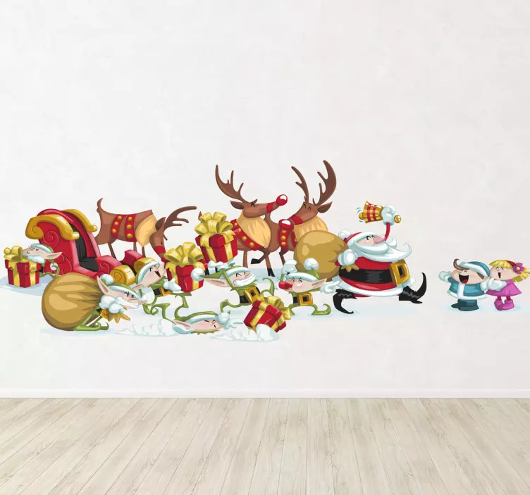 圣诞老人在这里圣诞节贴花 - TenStickers