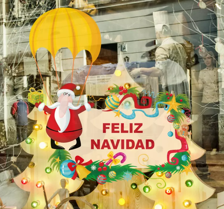 圣诞老人与降落伞可定制贴纸 - TenStickers