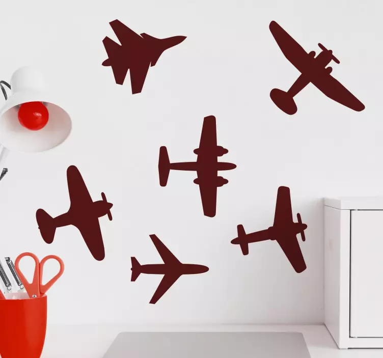 几架飞机在天上飞翔贴纸 - TenStickers