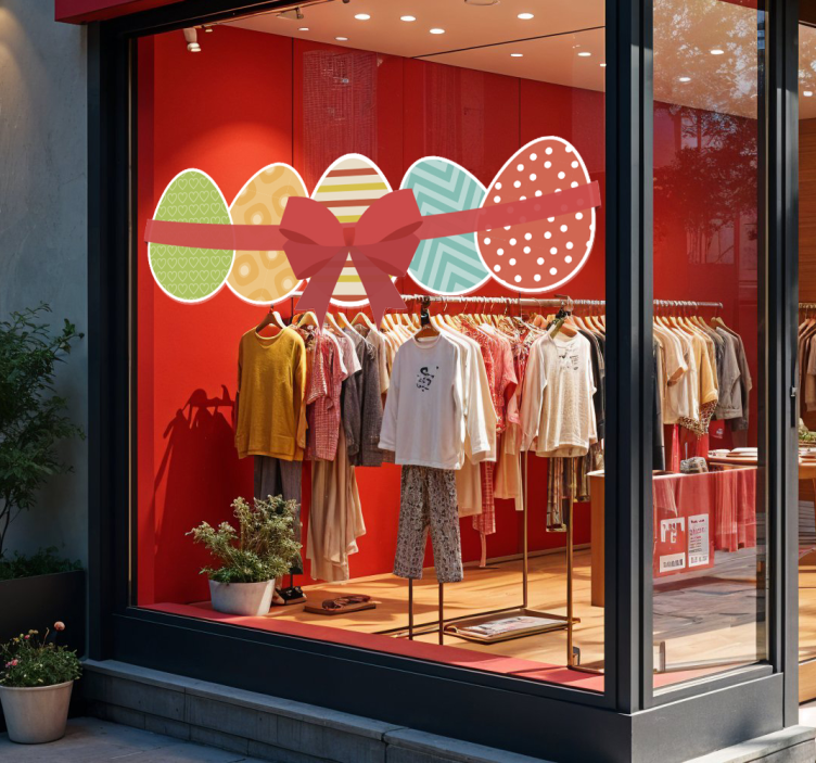 商店橱窗贴纸 复活节彩蛋和丝带 - TenStickers