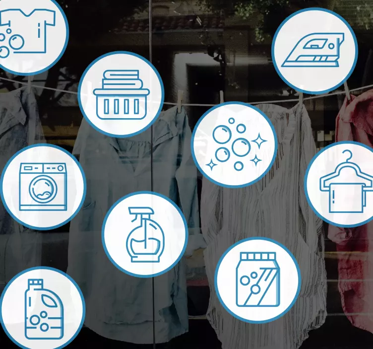 商店橱窗贴纸洗衣必备图标 - TenStickers