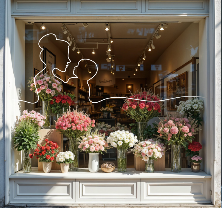 商店橱窗贴纸 线条艺术母亲 - TenStickers