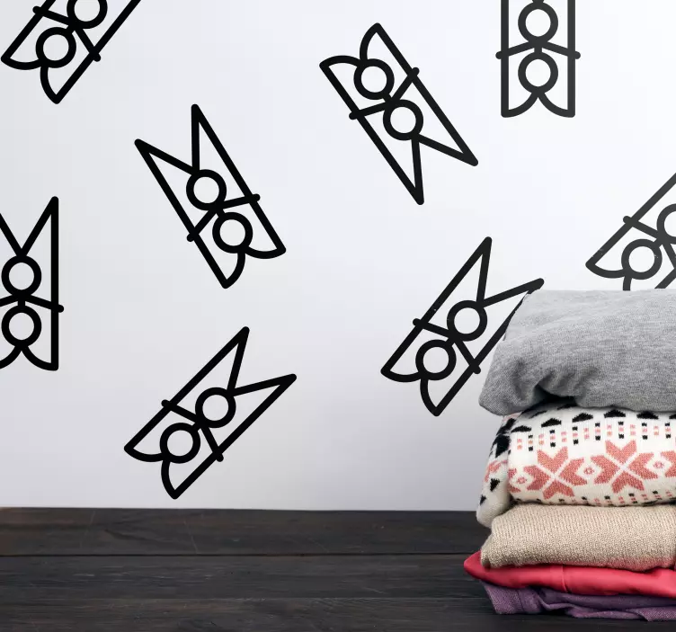 商店橱窗贴纸简约洗衣夹 - TenStickers