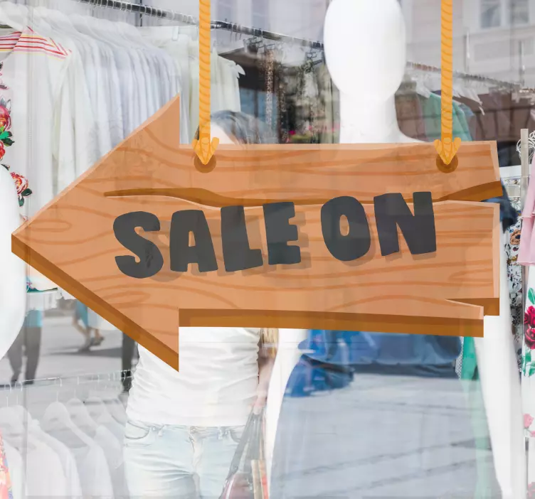 商店橱窗贴纸木质促销箭头 - TenStickers