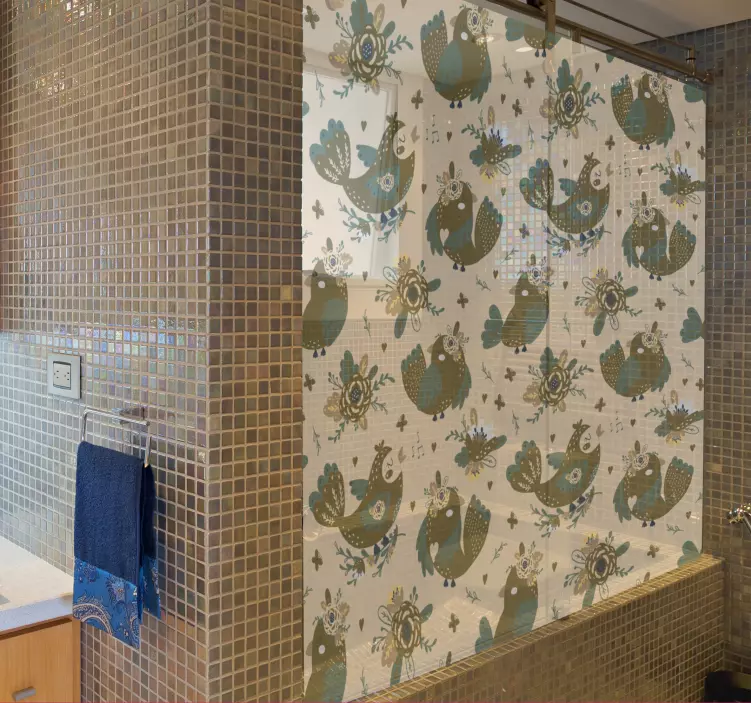 淋浴贴纸迷人的鸟类图案 - TenStickers