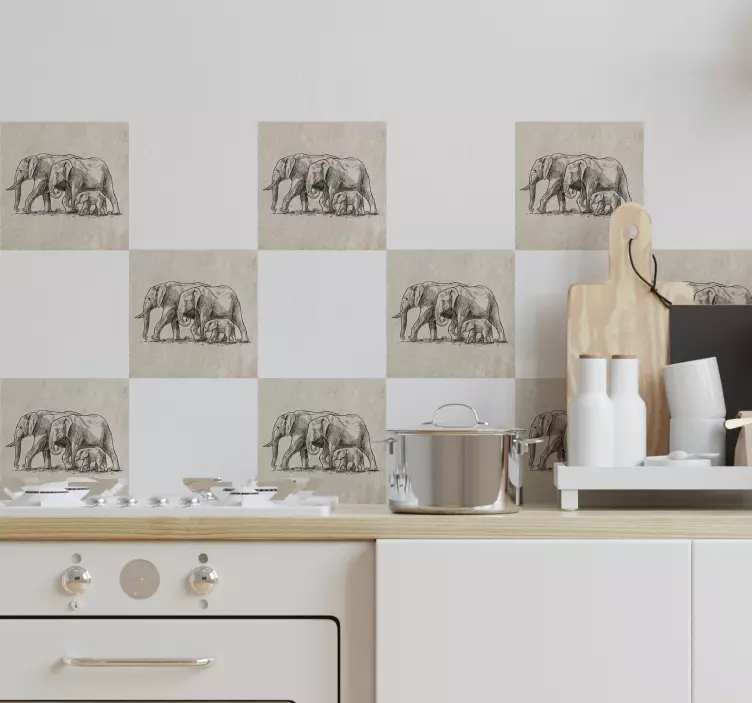 瓷砖贴纸 大象的素描 - TenStickers