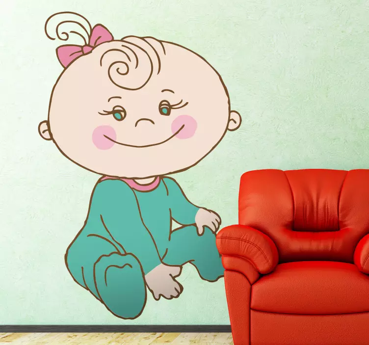 微笑的婴儿坐的孩子贴纸 - TenStickers