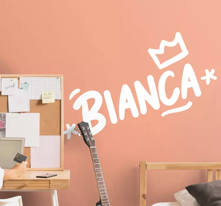 青少年卧室贴纸 定制名字皇冠 - TenStickers