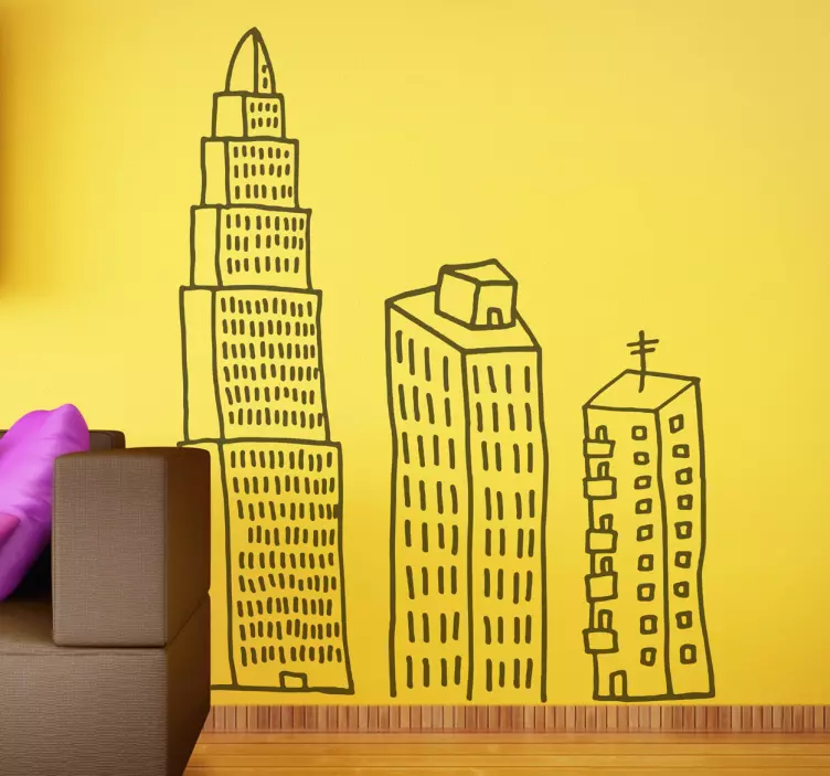 三层建筑墙贴 - TenStickers