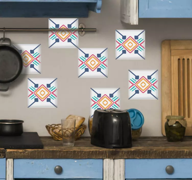 瓷砖贴纸打造几何彩色图案 - TenStickers