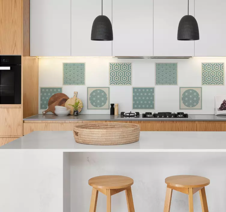 瓷砖贴纸适用于绿色日式风格 - TenStickers