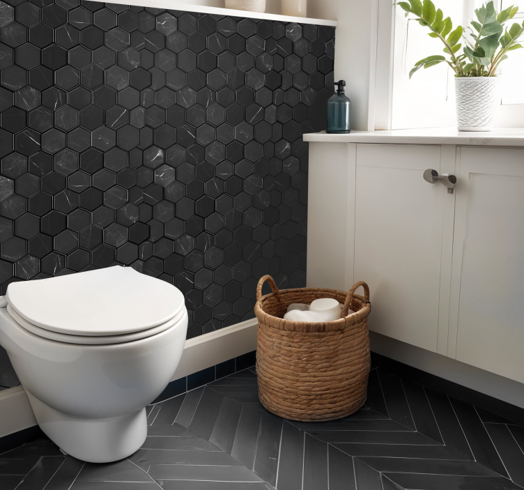 瓷砖贴纸 六边形黑色 - TenStickers