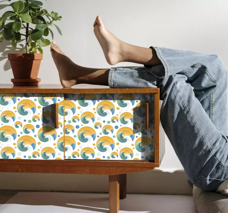 瓷砖贴纸波浪与点缀 - TenStickers