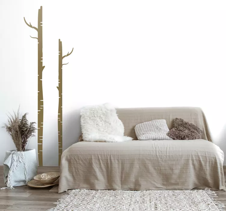 剪影白桦树乙烯基墙贴 - TenStickers