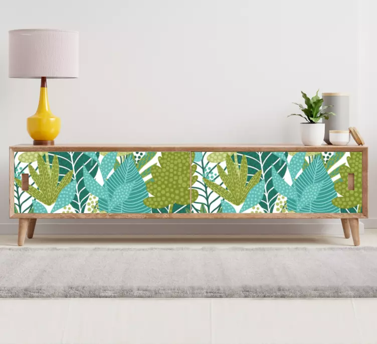 热带波西米亚叶设计家具贴纸 - TenStickers