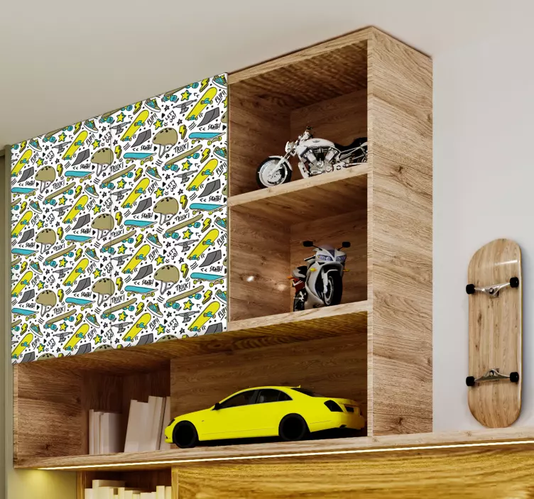 城市滑板图案家具贴纸 - TenStickers