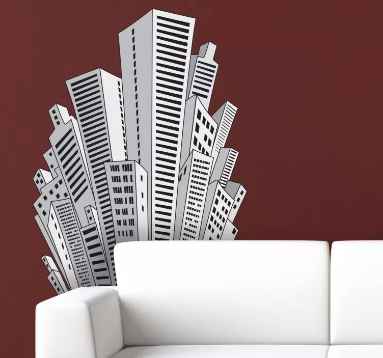 城市摩天大楼插图贴花 - TenStickers