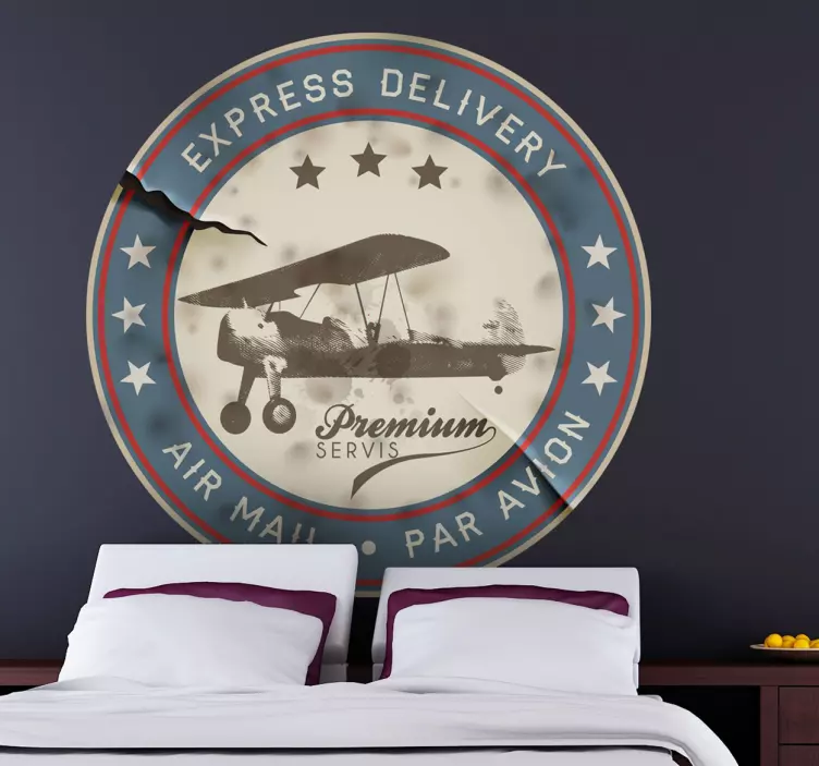 老式飞机航空邮件贴花 - TenStickers